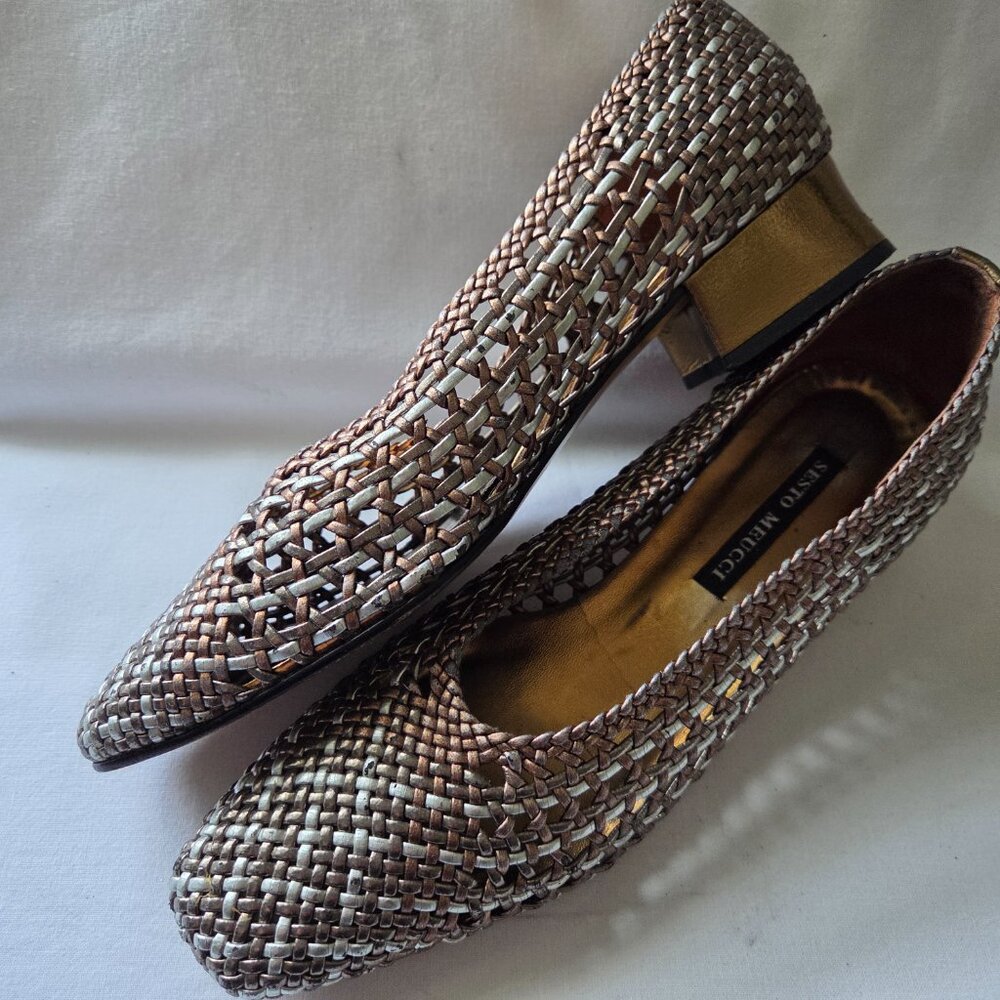 Vintage Sesto Meucci Woven Metallic Heels - Picture 7 of 15